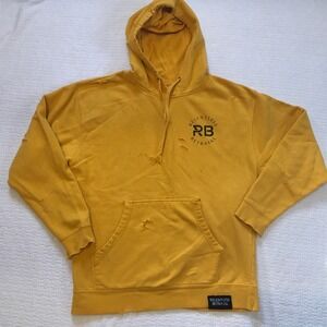 Relentless Betrayal‎ Mens Yellow Distressed Wolf Skull Graphic Hoodie Size L